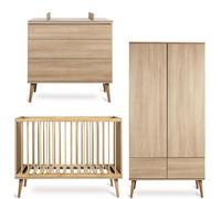 Chambre trio lit bébé 60x120 cm + commode avec plan à langer + armoire Flow Honey Ash