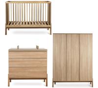Chambre trio lit bébé 60x120 cm + commode avec plan à langer + armoire XL Ashi Honey Ash