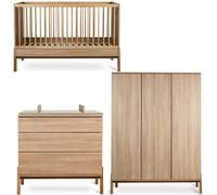 Chambre trio lit bébé 70x140 cm + commode avec plan à langer + armoire XL Ashi Honey Ash