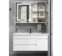 Chambre Vities Armoire évier Combo, Ensemble D’armoires en Bois Flottant Moderne avec évier en Céramique, Armoire Miroir De Chambre Murale, Préparation D’évi, Wall, 60cm/24in