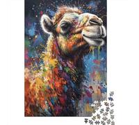 Chameau Peinture Éclaboussée Casse-tête Peinture Animale Désert Art Pop 1000 Pièces Papier Recyclé pour Adultes - Jeu Éducatif en Famille, Cadeau pour Fêtes & Anniversaires 38x26cm/1000pcs