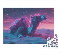 Chameau Puzzles 1000 Pièces Cadeau Unique Ciel étoilé du désert Jeu Éducatif Défi Jouet À De Qualité Supérieure Peinture Art pour Adultes Et Enfants À Partir De 12 Ans 1000pcs (75x50cm)