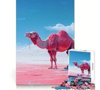 Chameau Rose dans Un Paysage surréaliste Puzzle de 1000 pièces pour Adolescents Jeu de logique et d'adresse Détente mentale Cadeau de Noël précis (38x26cm)