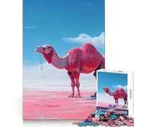 Chameau Rose dans Un Paysage surréaliste Puzzle de 1000 pièces pour Adultes Jeu de réflexion Joie familiale Découpe de précision Joli Cadeau (38x52cm)