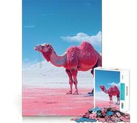 Chameau Rose dans Un Paysage surréaliste Puzzle de 1000 pièces pour Adultes Jeu de réflexion Joie familiale Découpe de précision Joli Cadeau (38x52cm)