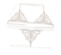 CHAMEEN Chaîne de Corps Bikini Sexy Creux Mode Belle Fleur Type Strass Soutien-gorge Culotte Ensemble Été Plage Boîte de Nuit Bijoux de Corps Réglable, multicolore, taille unique