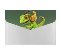 Chameleon Listen Music Accordéon Organiseur de documents à 6 poches avec étiquettes et enveloppes en plastique avec fermeture à pression 33 x 23 cm
