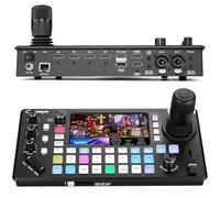 Chameye Commutateur de mixage vidéo HDMI 4K pour streaming multi-caméras, contrôleur PTZ 4D intégré, écran LCD de 5,5", audio XLR Pro, enregistrement USB/SD, entrée 4K60FPS et sortie 1080p60FPS, M500