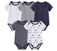 Chamie Body pour nouveau-né à manches courtes en pur coton pour garçons et filles de 0 à 12 mois, Noir , 1 mois