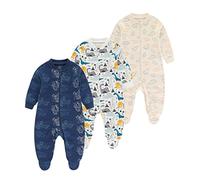 Chamie Grenouillère à manches longues en coton pour bébé 0-3 m/3-6 m/6-9 m/9-12 m, Design15, 3-6 mois