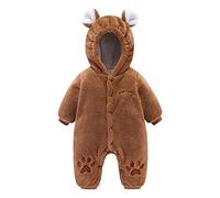 Chamie Grenouillère d'hiver à capuche pour bébé garçon et fille - Combinaison chaude et douce de 3 à 18 mois, marron, 18 mois