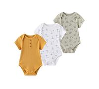 Chamie Lot de 3 bodies à manches courtes pour bébé garçon et fille de 0 à 12 mois, Couleur 15, 9-12 Months