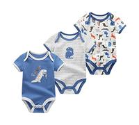 Chamie Lot de 3 bodies à manches courtes pour bébé garçon et fille de 0 à 12 mois, Couleur 5, 3-6 Months