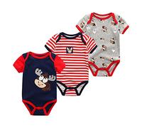Chamie Lot de 3 bodies à manches courtes pour bébé garçon et fille de 0 à 12 mois, Couleur 9, 9 mois