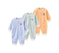 Chamie Lot de 3 grenouillères sans pieds en coton bio à manches longues pour bébé garçon et fille, 6-24 mois, Multi a, 18-24 mois
