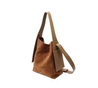 Chamois en cuir seau sac, bandoulière Casual unique épaule Lady sac fourre-tout, Messenger Shopping pochette mode fille cadeau