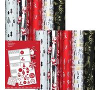CHAMONIX - Assortiment de papier de Noël métallique Papier cadeau - 150 x 70 cm - 10 rouleaux - étiquettes incluses.