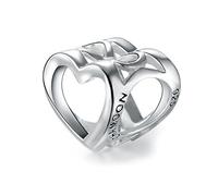 CHAMOON® Charm Cœur Ouvert Open Heart Argent Sterling 925, Breloques pour Bracelet Cuir Femme 11011