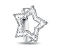 CHAMOON® Charm Étoile Star Argent Sterling 925, Breloques pour Bracelet Cuir Femme 11002