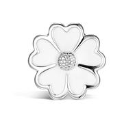 CHAMOON® Charm Fleur White Enamel Flower Argent Sterling 925, Breloques pour Bracelet Cuir Femme 11008-1