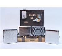 CHAMP - Boîte à Cigarette Métal Etui 20 Cigarettes Métallique Rangement de Cigarettes Porte-Cigarettes Argentée Dessin Relief Pratique Compact élégante