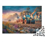 Champ d'arautage de Tracteur 1000 Pièce Paysage Rural Coucher de Soleil Stock De Cartes Premium Jeu De Puzzle Défi du Jeu Éducatif Joyeux Cadeau Pack De Valeur Idée Cadeau 52x38cm/1000pcs