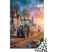 Champ d'arautage de Tracteur 1000 Pièce Paysage Rural Coucher de soleils Carton Robuste Puzzle Classique Défiant Décompression Décoration Murale Cadeau 70x50cm/1000pcs