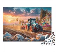 Champ d'arautage de Tracteur 1000 Pièce Paysage Rural Coucher de soleils Papier Écologique Puzzle Premium Décompression Éducative Décoration Murale Cadeaux Idée Cadeau 70x50cm/1000pcs