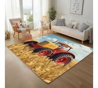 Champ de Blé Rural Tapis Salon Moderne 160x230cm Tapis Antidérapant à Poil Ras, Tracteur Doré dans Un Champ de Blé Rug Ne Perde Pas de Peluches, Facile à Entretenir Moquette Chambre