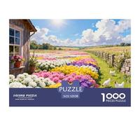Champ de chrysanthèmes Rural Puzzle en Bois Imperméable Puzzles De 1000 Pièces pour Adultes Cadeaux Impossible Jeux Éducatifs