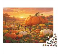 Champ de Citrouilles Crépuscule dAutomne Puzzle 1000 Pièces Puzzle pour Adultes Loisirs Relaxation Décoration Cadeau Famille 38x26cm/1000pcs