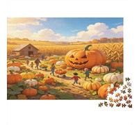 Champ de Citrouilles Géantes Puzzle 1000 Pièces Papier pour Adultes Scène de Ferme d Automne Jeu de Puzzle 1000 Pièces Détente Décoration 70x50cm/1000pcs