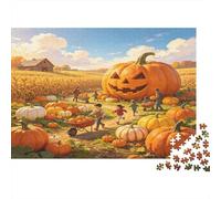 Champ de Citrouilles Géantes Puzzle 1000 Pièces Papier Scène de Récolte Automnale Puzzle pour Adultes Puzzle en Famille Détente Décoration Cadeau 38x26cm/1000pcs