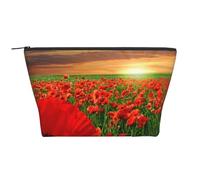 Champ de Coquelicots au Coucher du Soleil, Trousse de Toilette Trousse de Maquillage Sac à cosmétiques Trousse de Toilette de Voyage Portable