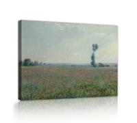 Champ de Coquelicots Claude Monet Toile sur châssis, Paysage de Nature Été Rouge Affiche Tableau Décoration Salon Chambre Déco 60x90cm