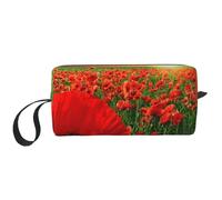 Champ De Coquelicots Coucher De Soleil Champ De Belles Fleurs, Trousse de Maquillage Trousse à cosmétiques Trousse de Toilette de Voyage Portable Pochette de Maquillage