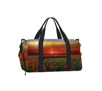 Champ de Coquelicots Rouges au Coucher du Soleil (imprimé),Sac de Sport bandoulière à Main, Sac de Voyage Grande capacité pour Femmes et Hommes