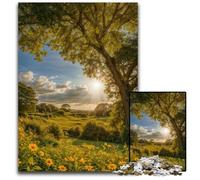 Champ de Fleurs Sauvages à l'aube Puzzle 1000 pièces Puzzle en Bois pour Adultes décoration d'intérieur Cadeau Jeu de réflexion 1000 pièces (75 x 50 cm)