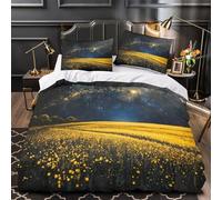 Champ de la Nuit Étoilée Impression 3D 3 pièces housse de courtepointe Style de peinture de la nature housse de couette microfibre respirant anti-acariens pour garçons bébés adultes King（220x240cm）