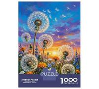 Champ de pissenlits au Coucher du Soleil 1000 Pièces Puzzle Adultes Coffret Puzzle Carton Solide - Ultra Dur Couples, Top Noté, Activité Parfaite À La Maison pour Tous 70x50cm/1000pcs