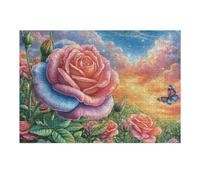 Champ de Roses 300 Pieces Casse-tête Expert Confirmé en Carton sans Déformation Très Difficile Niveau Expert Jeu De Société Collection Cadeau Premium 300 PCS/40x28cm