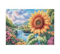 Champ de tournesols 500 Pieces Casse-tête Expert Confirmé en Carton Épais Rigide Très Difficile Niveau Expert Motif Complexe Cadeau Anniversaire Premium 500 PCS/52×38cm