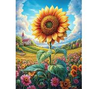 Champ de tournesols au coucher du soleil 1000 Pieces Casse-tête Adolescent En Carton Rigide Anti-Déchirure Conte de fées d'accompagnement magique Difficulté Moyenne Activité Éducative Passe-Temps Cade