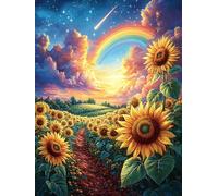 Champ de tournesols avec une nébuleuse arc-en-ciel 1000 Pièces Puzzle Expert Confirmé En Carton Épais Sans Déformation Animaux et plantes Très Difficile Motif Complexe Cadeau Fête Des Pères Premium 10