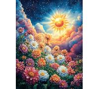 Champ de tournesols sous un ciel magique 300 Pièces Puzzle Créatif En Carton Haute Qualité Rêve magique de science-fiction Difficulté Moyenne Activité Manuelle Loisir Créatif Cadeau Créatif Saint Vale