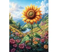 Champ de tournesols sous un ciel magique 500 Pièces Puzzle Collectionneur En Carton Anti-Déchirure Rêve magique de science-fiction Haute Difficulté Motif Complexe Décoration Murale Collection Cadeau P