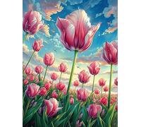 Champ de Tulipes 500 Pieces Casse-tête Expert Confirmé en Carton Haute Densité Épais Animaux et Plantes Très Difficile Anti-Stress Loisir Créatif Cadeau Fête des Pères Premium 500 PCS
