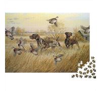 Champ des Chiens de Chasse Puzzle 1000 Pièces Carton Premium pour Couples, Entraînement De Concentration, Loisir en Intérieur, pour Habitants D’Appartements 52x38cm/1000pcs