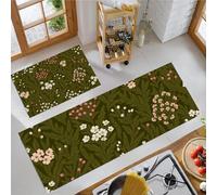 Champ Marguerites Sauvages Lot de 2 Tapis Cuisine antidérapants lavables, Retro Country Anti-Fatigue paillasson Cuisine pour décoration de Maison Bureau Debout, 40x60+40x120cm