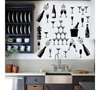 Champagne autocollants muraux bar cocktail boîte de nuit décoration intérieure de cuisine réfrigérateur autocollants vinyles papier peint art